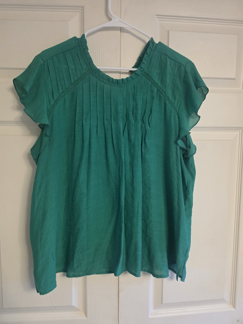 Nanette Lepore Teal Pleated Short Sleeve Blouse